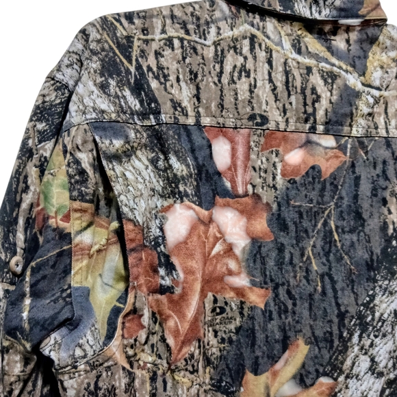 Game Winner BREAK UP MOSSY OAK Camouflage Button Down Roll Tab Shirt Youth SZ  L - Picture 5 of 9